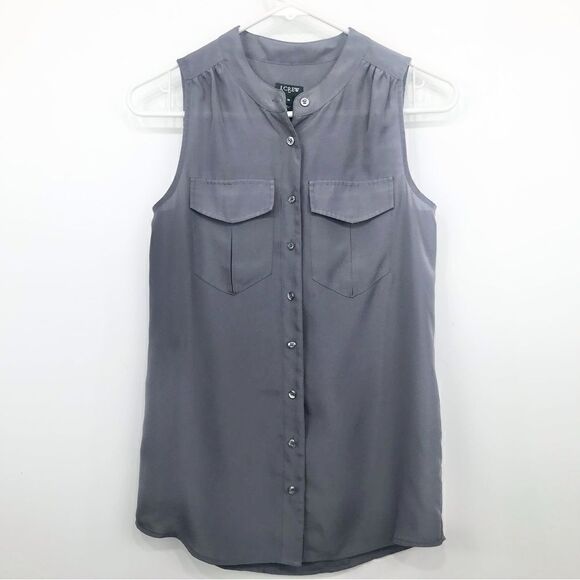 J. Crew Factory Charcoal Gray Sleeveless Blouse - Picture 1 of 11